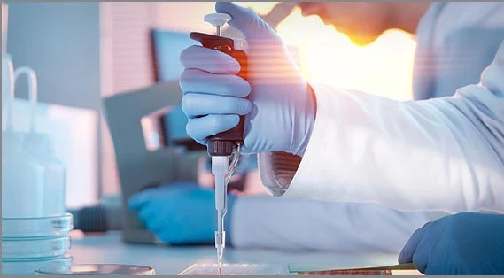 Laboratory pipette and sample vessels used in research and development